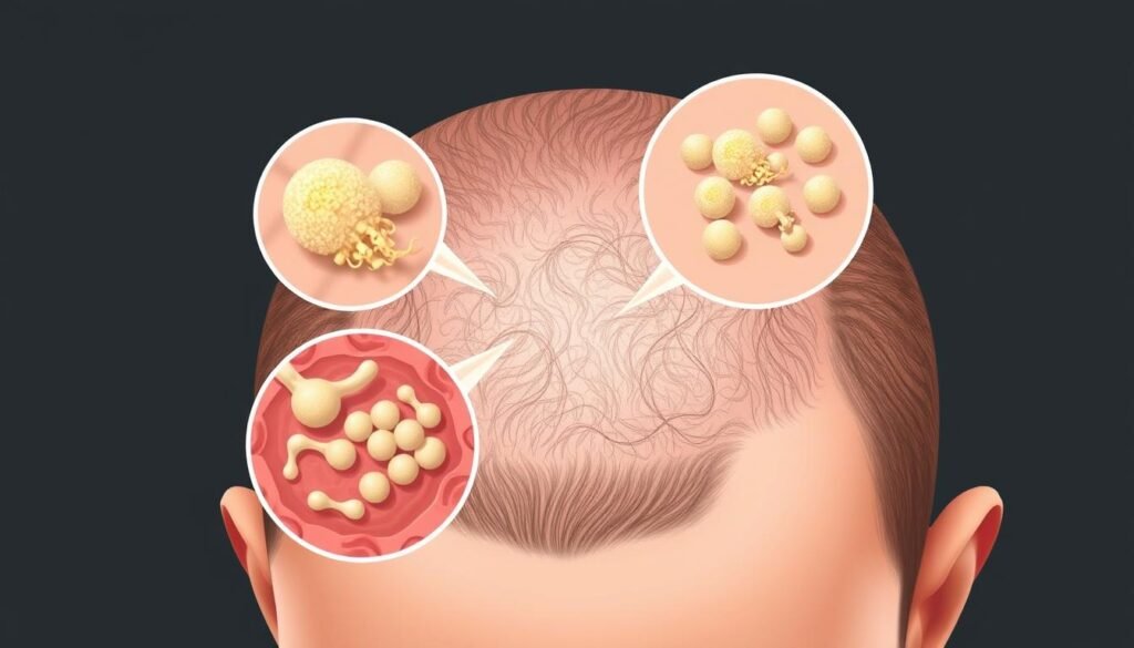 Yeast Scalp Hair Loss Illustration